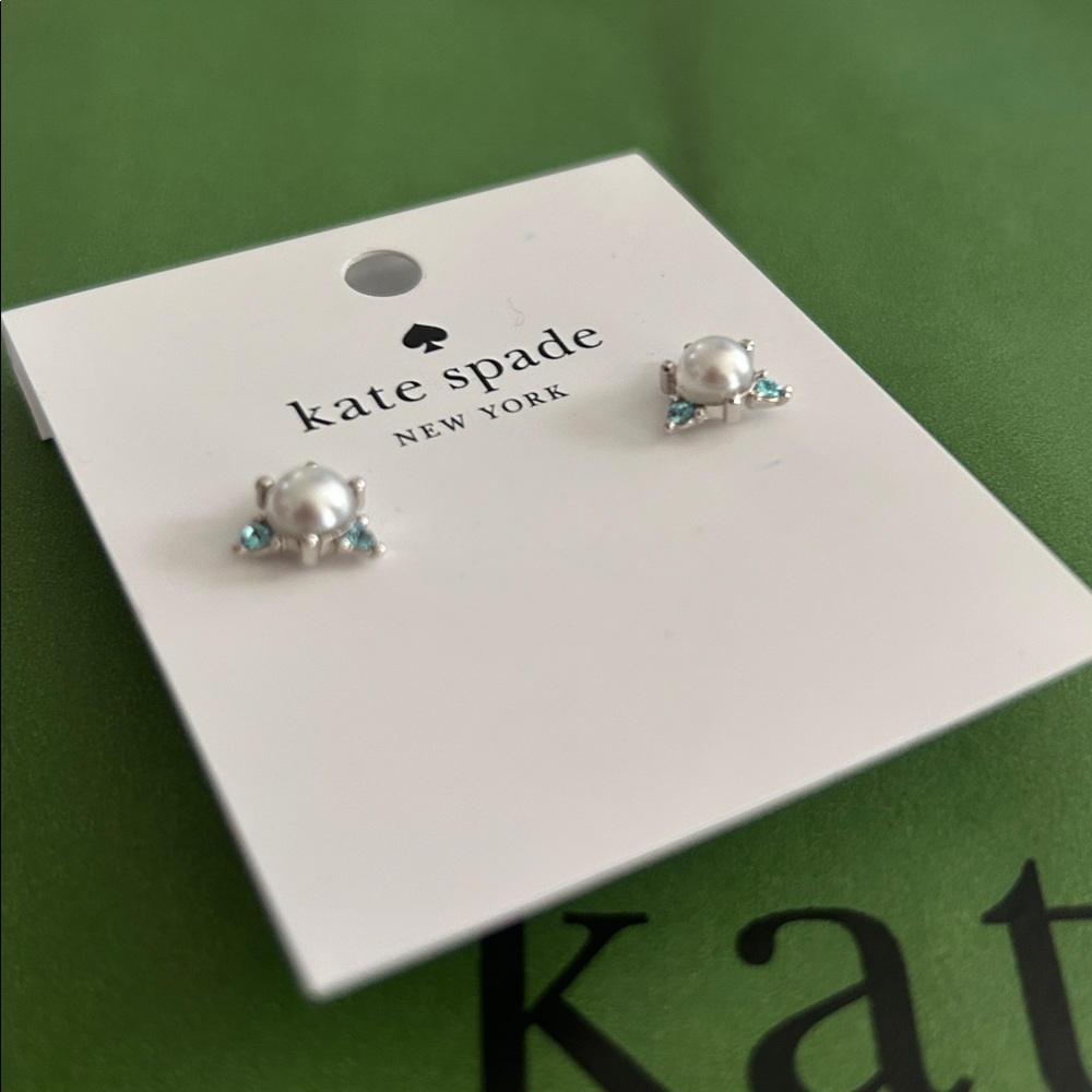 Kate Spade You‘re a Gem Earring studs Aqua Silver Earing studs NWT - Picture 2 of 3